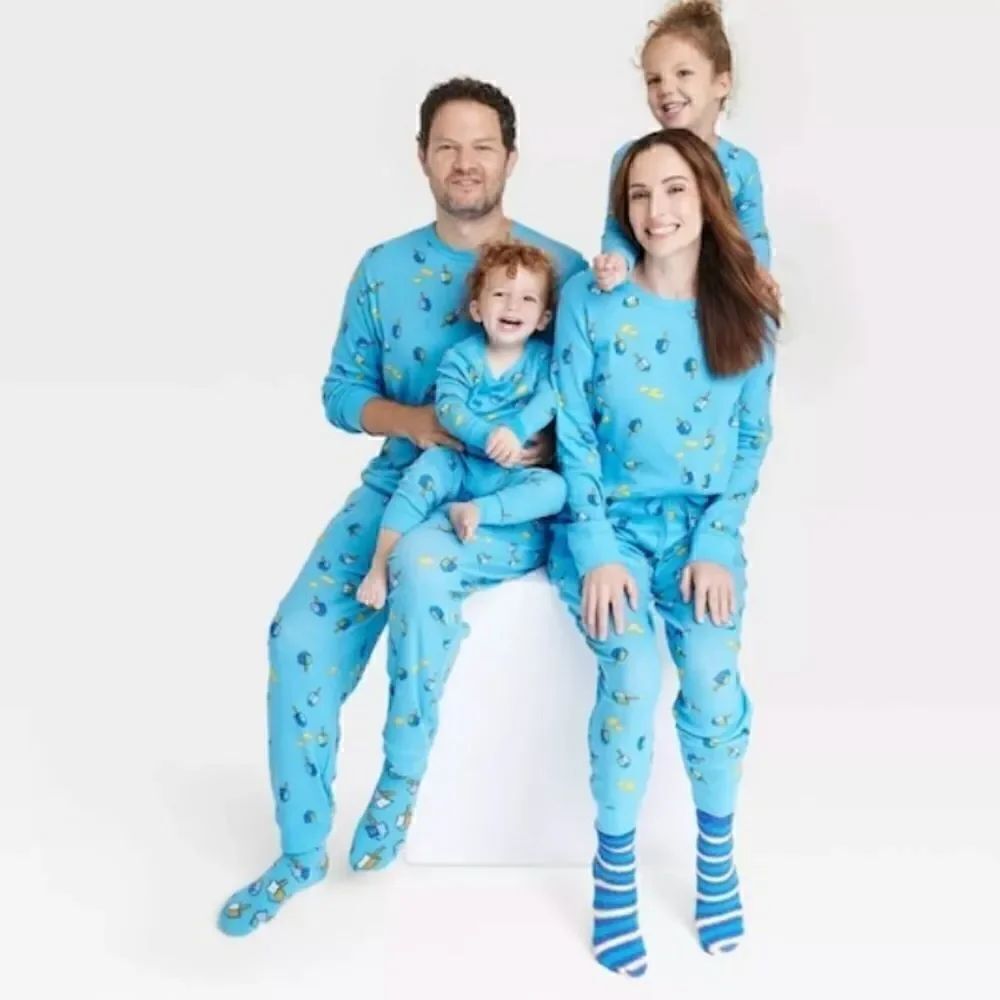 New Wondershop Blue Hanukkah Men's Pajamas Set, Size L